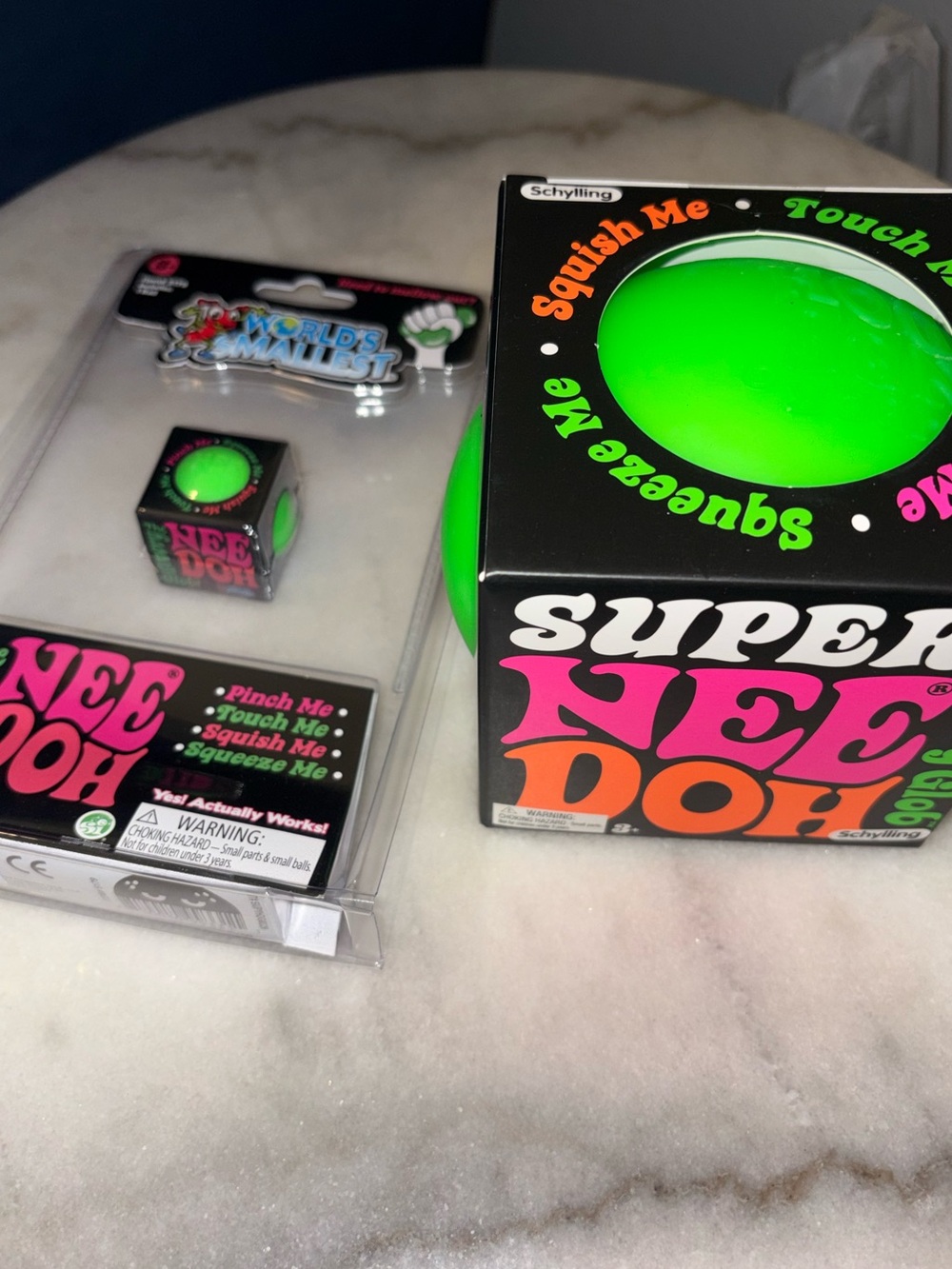 NeeDoh Set of 2 - Green Super Needoh and Worlds Smallest Needoh